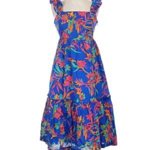 J. Crew Blue Orange Floral Maxi Dress Sleeveless Size 8 NWOT